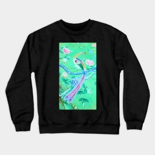 Chinoiserie peacock on green Crewneck Sweatshirt